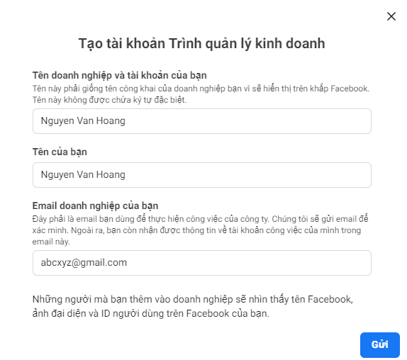 Tạo Facebook Business Manager